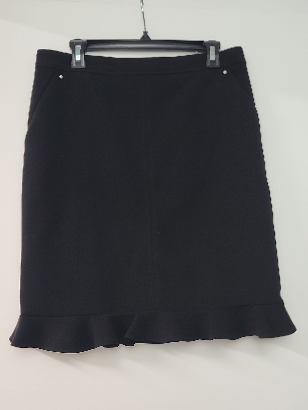 Karl Lagerfeld Black Pencil Skirt with Ruffle Hem